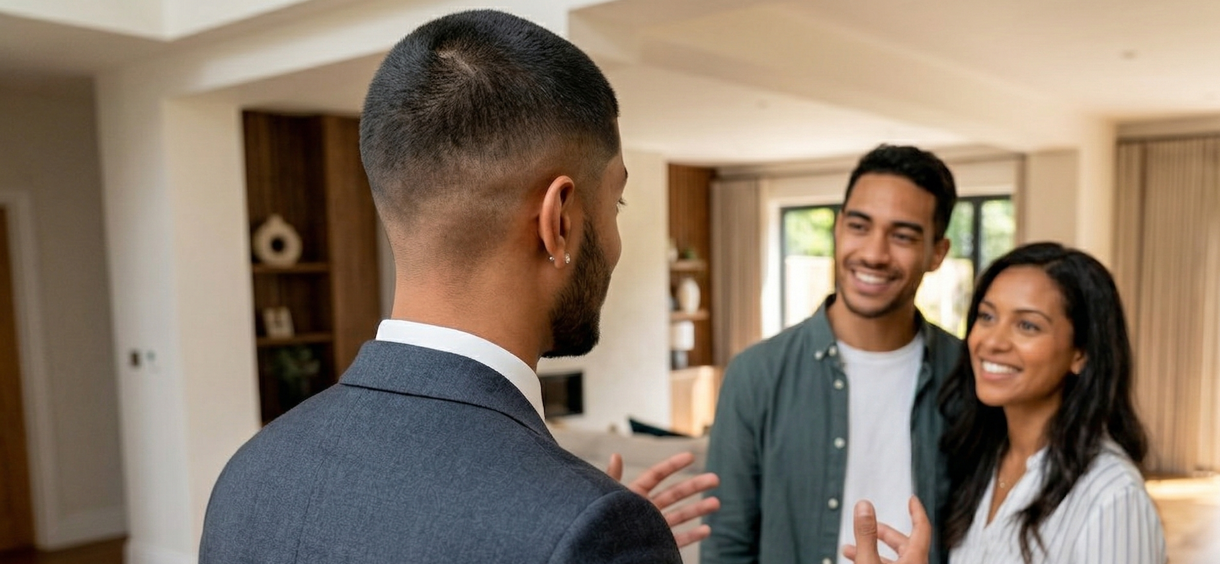 Harjas advising clients at a home showing